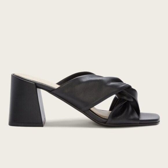 Everlane The Day Twist Heel Womens 10.5 Slip On Black Leather Block Heel Mule